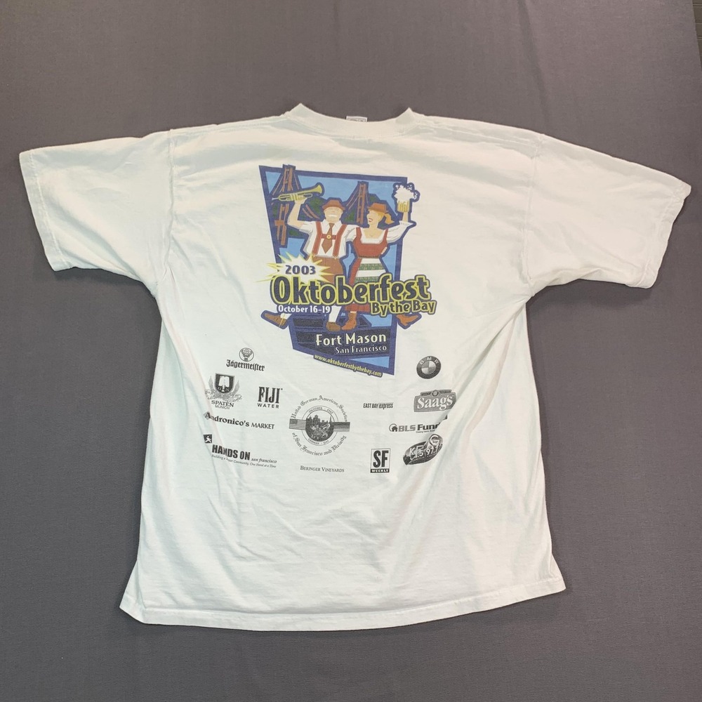 VTG 2003 Oktoberfest By The Bay eBay Shirt Men XL White Beer Fest Tee Fort Mason